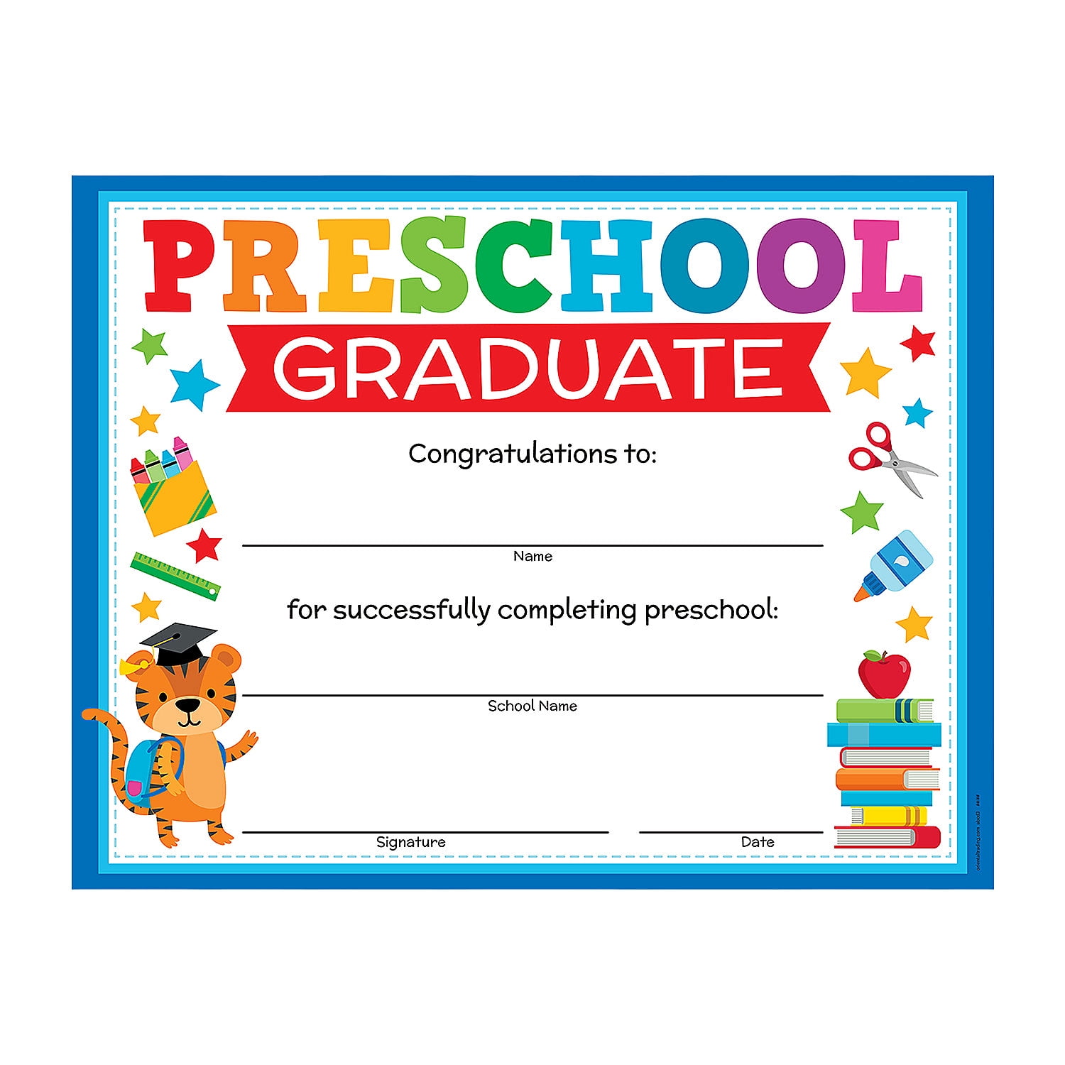 Fun Express Multicolor Preschool Graduation Certificates, 8.5" x 11", 25 Count