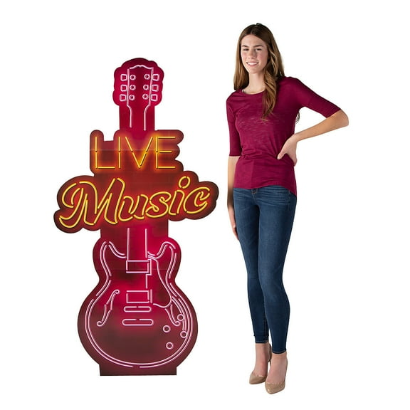 Fun Express Nashville Music City Neon Guitar Life-Size Cardboard Cutout Stand-Up