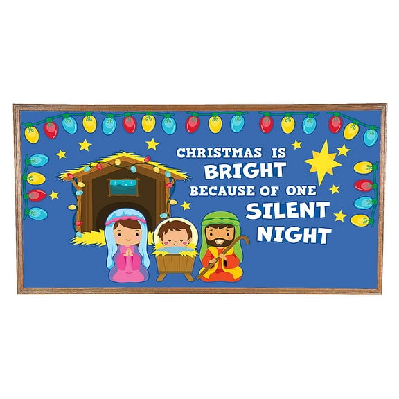 Fun Express Nativity Christmas is Bright Classroom Bulletin Board Set - 55 Pieces