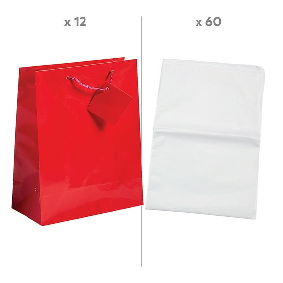 Fun Express Neon Gift Bags with Tissue Paper Kit, Medium, 7 1/4" x 9"