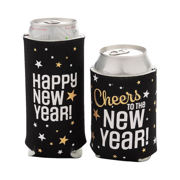 Fun Express New Years Eve Regular & Slim Fit Can Coolers - 12 Pc