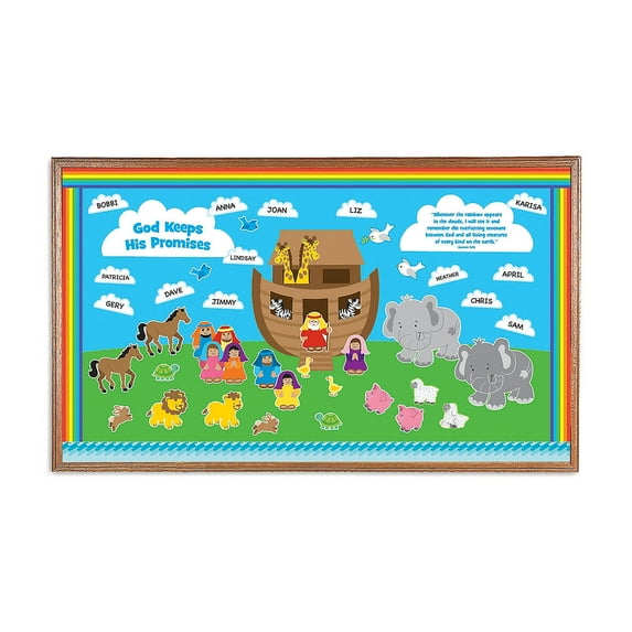 Fun Express Noah's Ark Bulletin Board Decorations, Multicolor, 91 Count