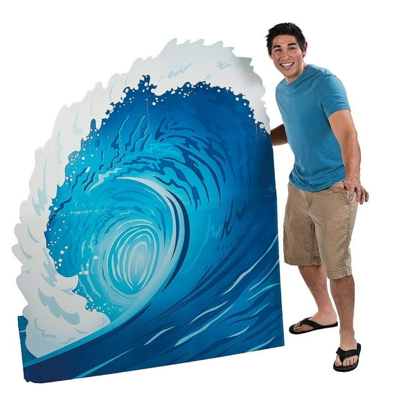 Fun Express One-Sided Surf Wave Cardboard Stand-Up, Sea Blue, 53 x 66 in