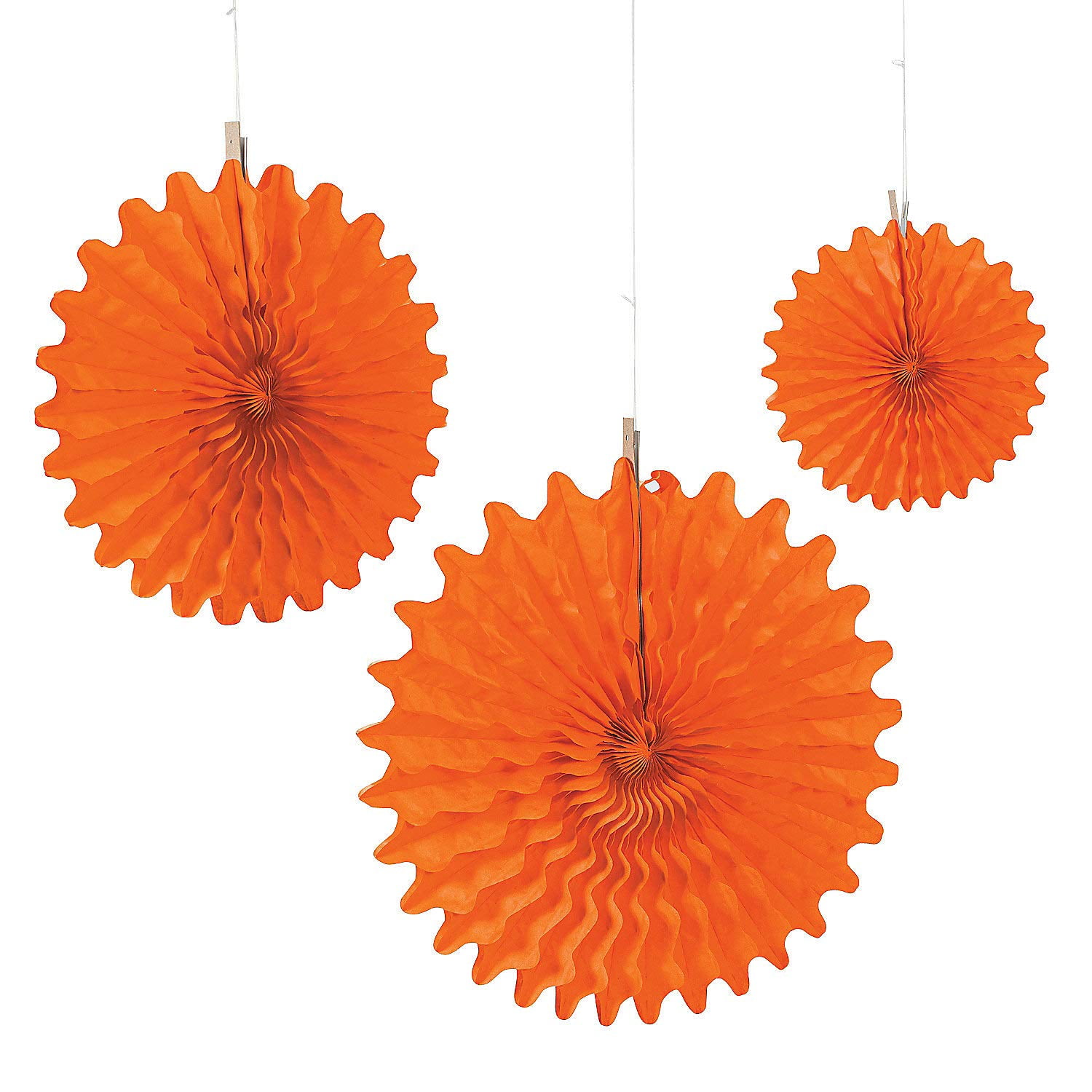 Bright Orange Tissue Paper Hanging Party Decorations, Set of 12