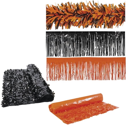 Fun Express Orange and Black Halloween Event or Classroom Decorating Kit - 6 Pieces