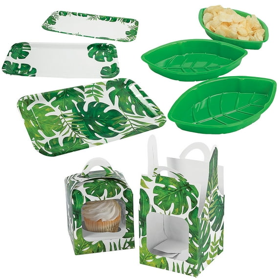 Fun Express Palm Leaf Serveware Kit 27 Pieces