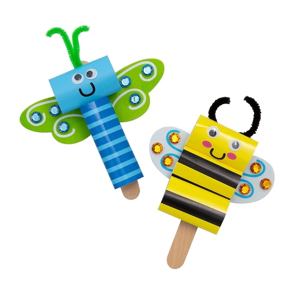 Fun Express Paper Cylinder Bugs Craft Kit - Colorful and Fun DIY Craft Activity for Kids Perfect for School Projects Birthday Parties and Creative Playtime - Includes 12 Pieces for Crafting Fun