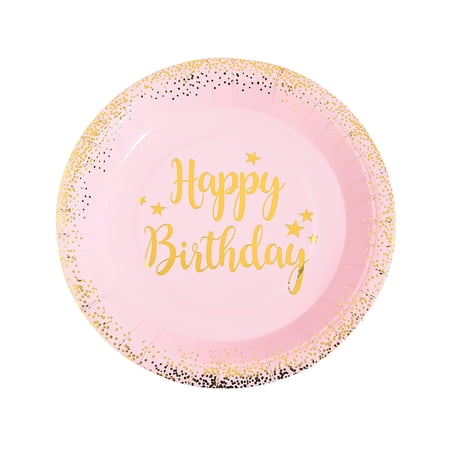 Fun Express Party Plates, Paper Pink & Gold, 9", (8 Pack)