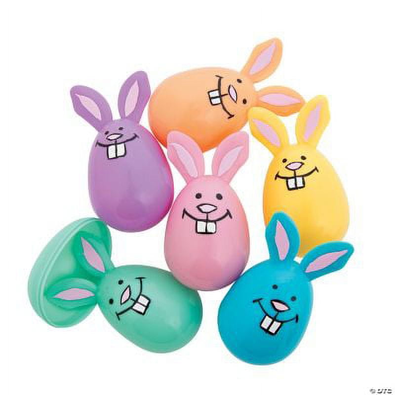 Fun Express Pastel Bunny Shaped Easter Eggs, Egg Hunt, Basket Stuffers, Party Supplies, 12 Pieces, 3.5"