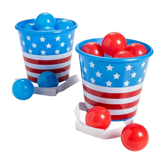 Fun Express Patriotic Target Toss Bucket Game, 14 Pieces