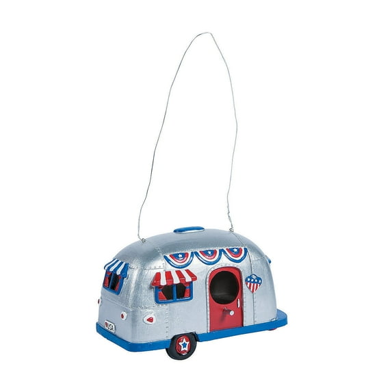 Fun Express Patriotic Camper Birdhouse - Home Decor - 1 Piece