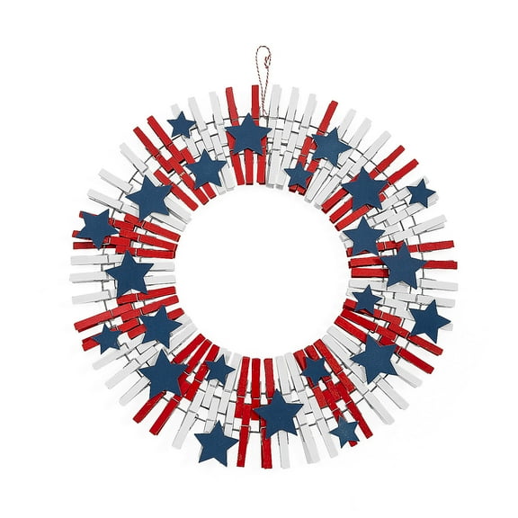 Fun Express Patriotic Clothespin Wreath Craft Kit - Makes 1