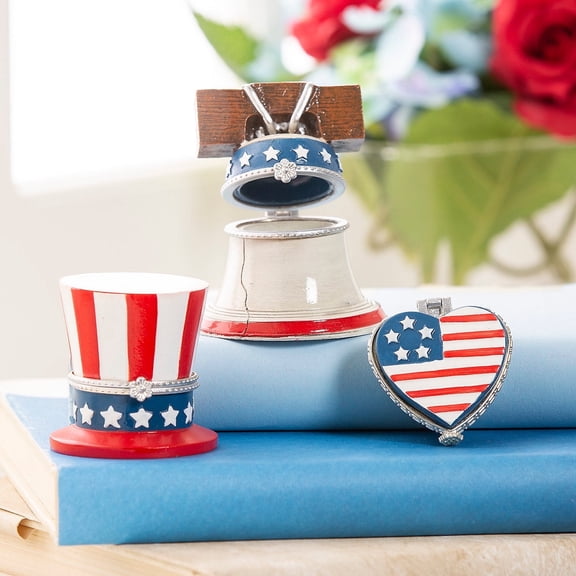Fun Express Patriotic Hinged Boxes Tabletop Decorations - 3 Pc.