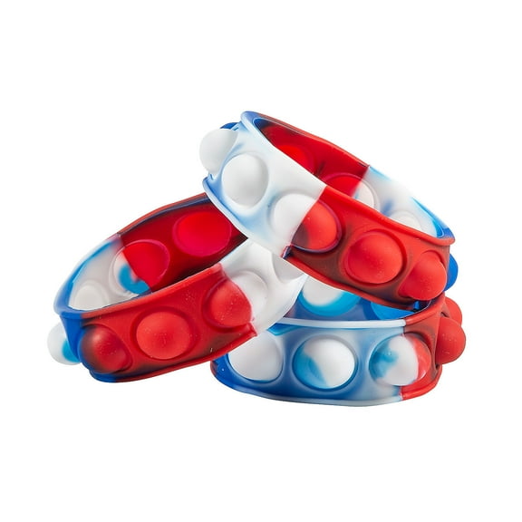 7 1/2" Patriotic Lotsa Pops Pop Fidget Toy Bracelets - 12 Pieces