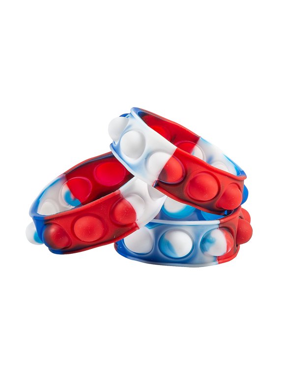 7 1/2" Patriotic Lotsa Pops Pop Fidget Toy Bracelets - 12 Pieces