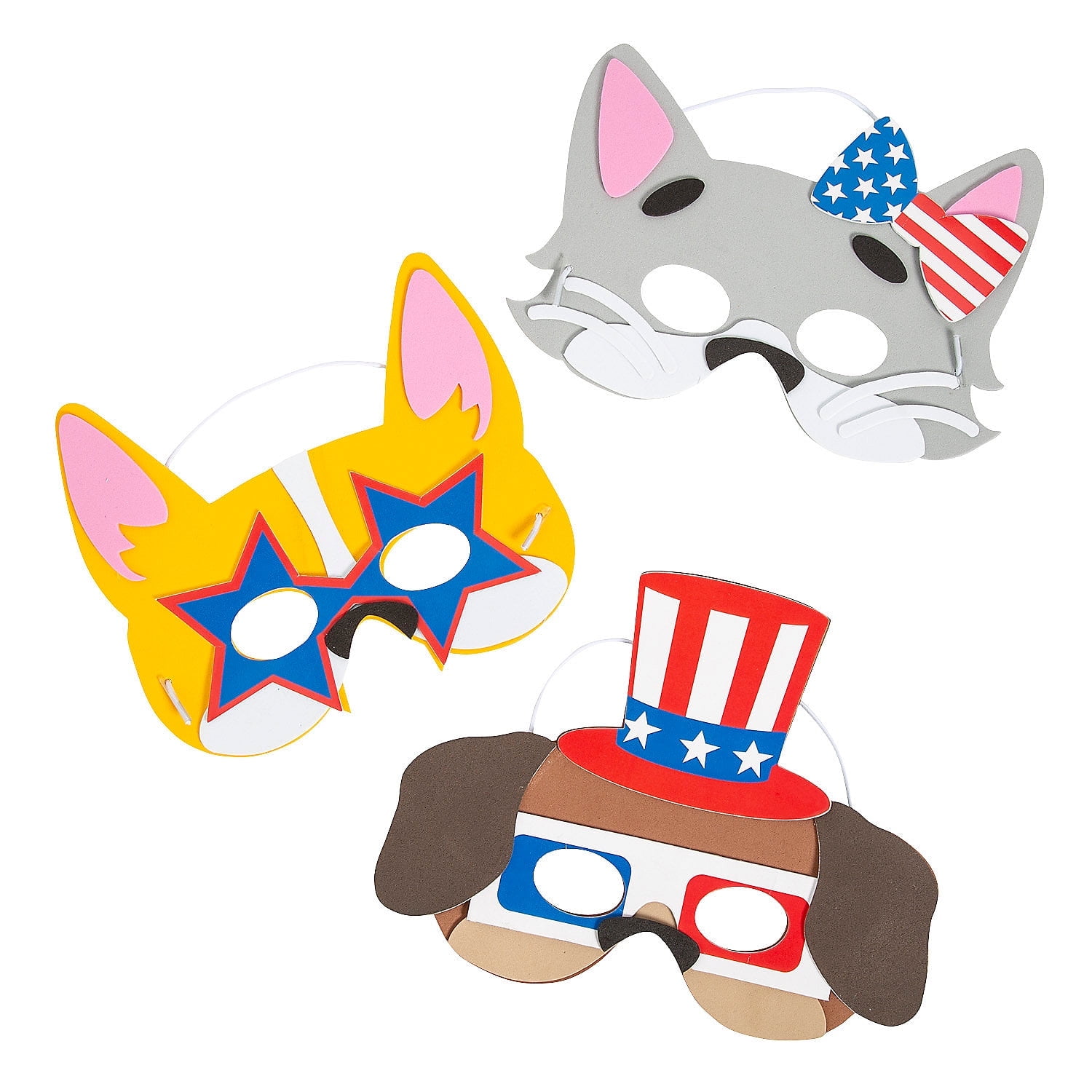 Fun Express Patriotic Pets Mask Craft Kit - Makes 12