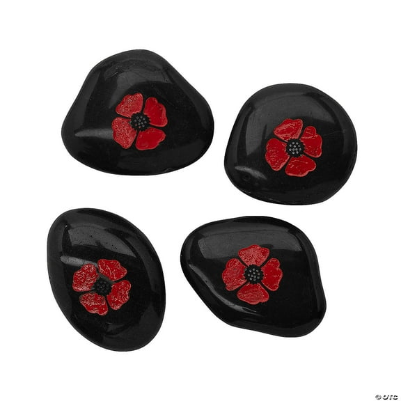 Fun Express Patriotic Poppy Worry Stones - 12 Pieces