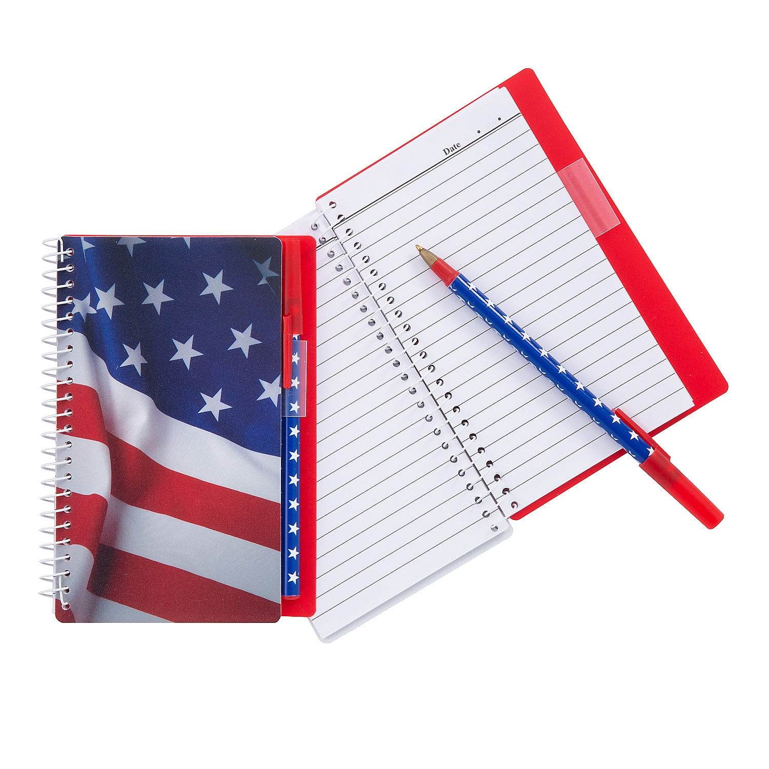 Patriotic Spiral Notebooks with Pens - 12 pieces