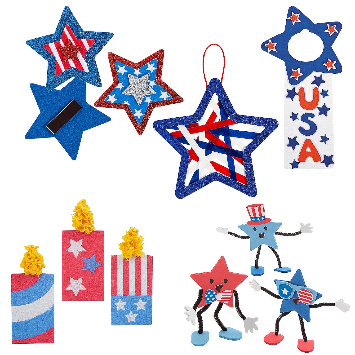 Fun Express Patriotic Stars & Stripes Craft Kit Assortment - Makes 60