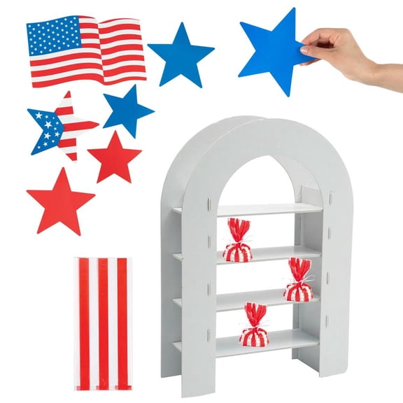 Fun Express Patriotic Stars & Stripes Party Favor Bags & Shelf Decorating Kit - 43 Pc.