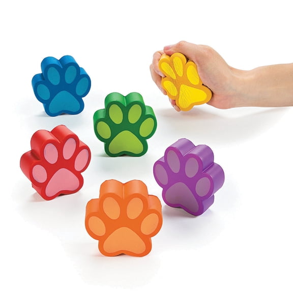 Fun Express Paw Print-Shaped Stress Toys - 6 Pieces
