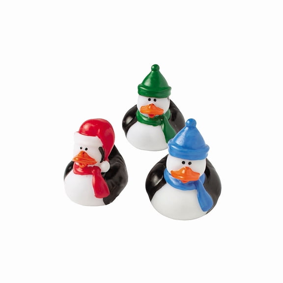 Fun Express - Penguin Rubber Duckies for Christmas - Toys - Character Toys - Rubber Duckies - Christmas - 12 Pieces