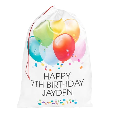 Fun Express Personalized Balloons Giant Drawstring Gift Sack, 30" x 42"