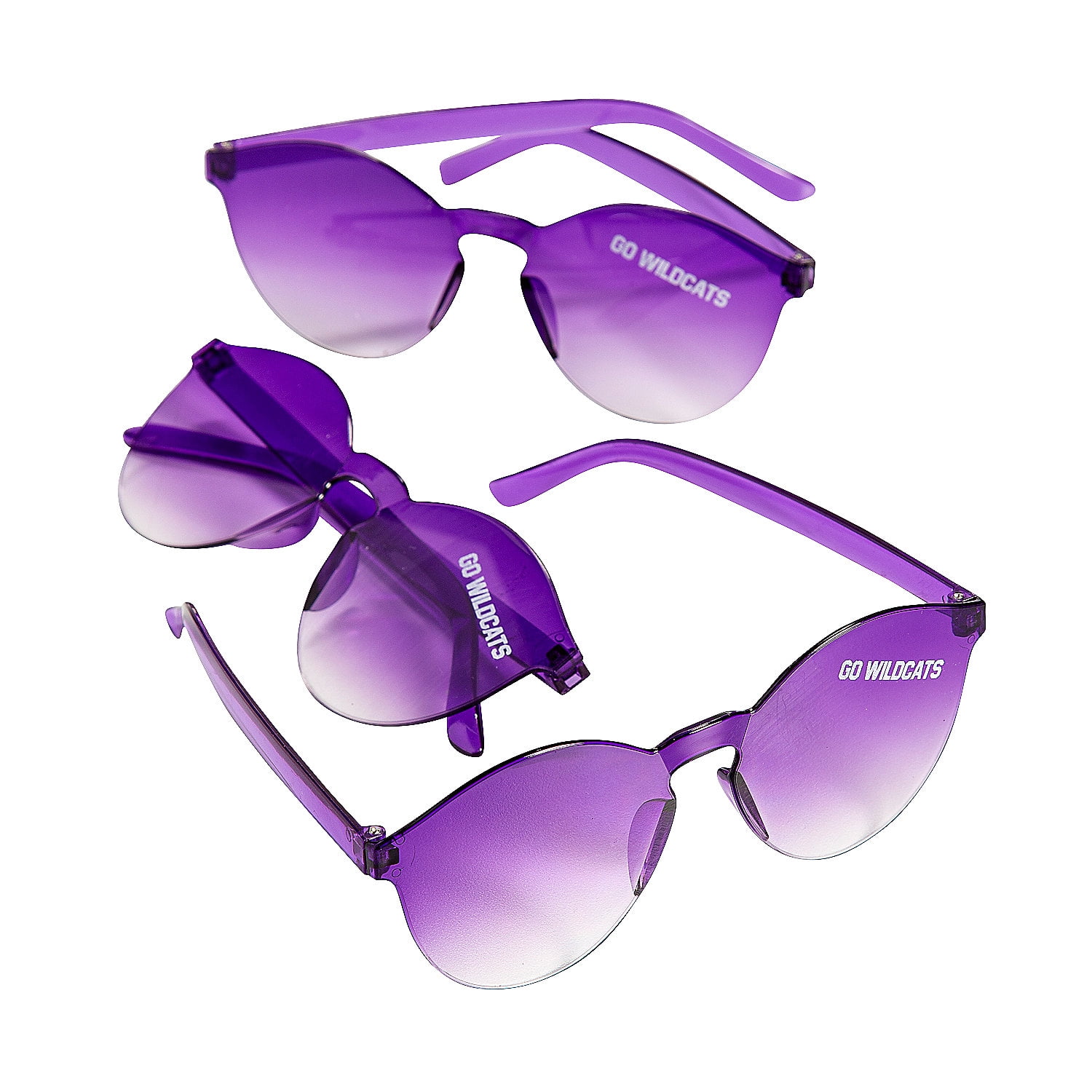 Fun Express Personalized Purple Rimless Sunglasses, Bulk 48 Pieces