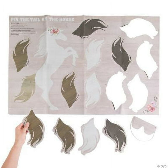 Fun Express Pin the Tail on the Horse Game - Fun Birthday Party Activity for Kids - Ideal for Parties Celebrations & Special Occasions - Includes Game Poster & Tails for Interactive Fun - 2 Pieces