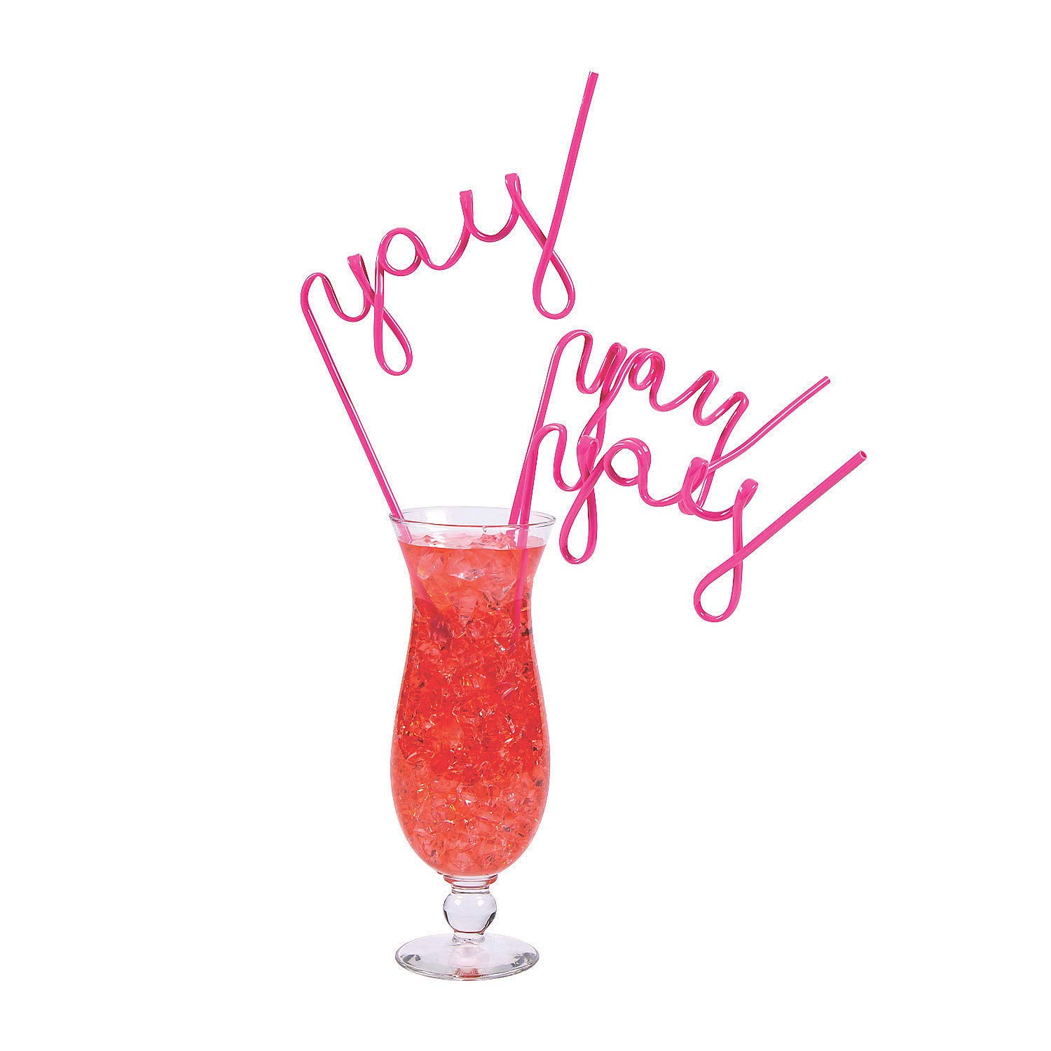 Pink BPA-Free Plastic Yay Party Straws, Set of 6