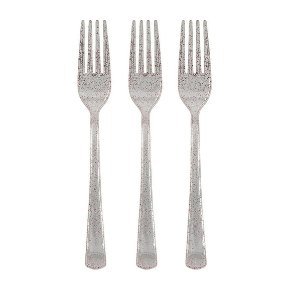 Fun Express Pink Glitter Plastic Forks 48 Count