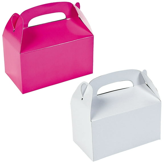 Fun Express Pink & White Gable Box Favor Kit for 24