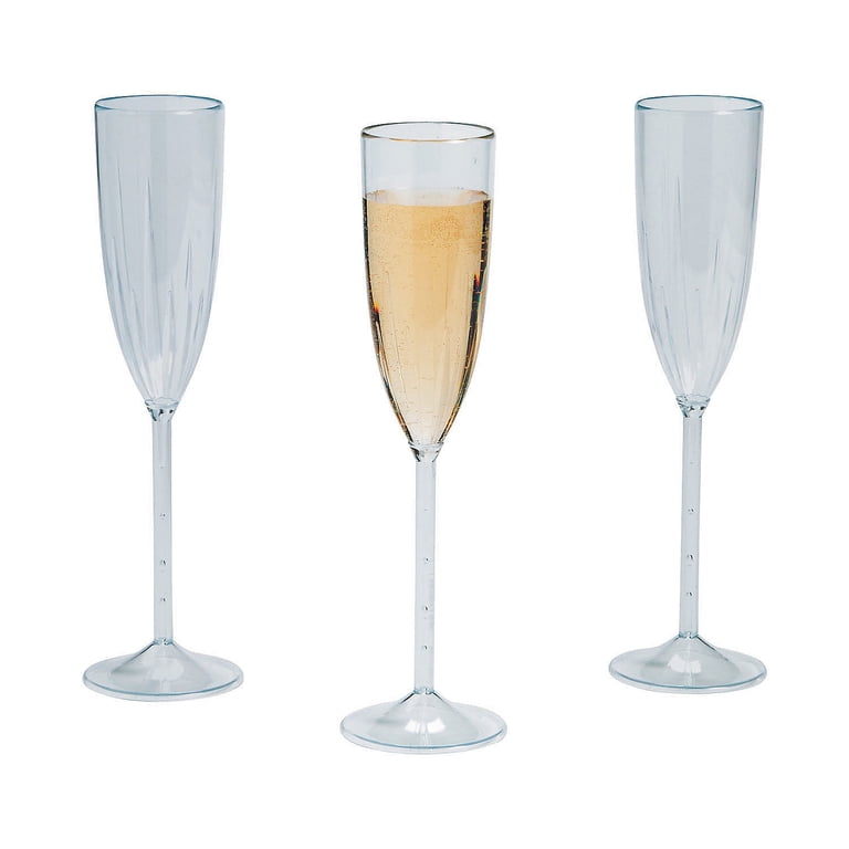 Fun Express Clear Plastic Champagne Flutes - 25-Pack, 5 Oz Disposable Party Cups For Weddings & Events