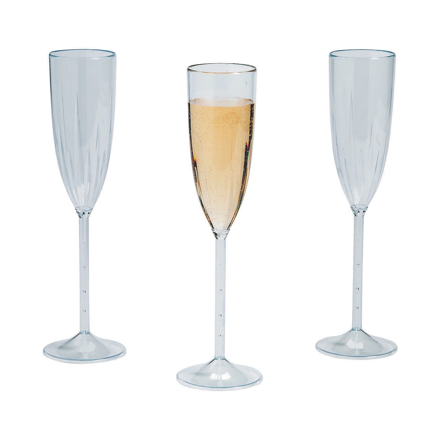 Fun Express Plastic Etched Champagne Flutes, 5 oz, Set of 25