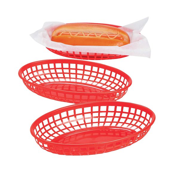PLASTIC HAMBURGER BASKETS - Party Supplies - 12 Pieces