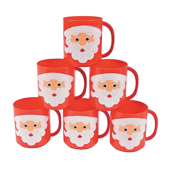 Fun Express Christmas 8 Santa Face Mug Plastic Mugs Set of 12