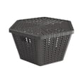 thumbnail image 1 of Fun Express Plastic Woven Hexagon Storage Baskets with Lid, Stackable, Set of 4, 1 of 1