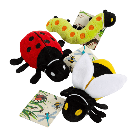 Fun Express Plush Bugs with Cards – Adorable Birthday Party Toys for Kids Soft & Colorful Plush Bugs – Perfect for Fun Favors Gift Bags & Party Decorations – Birthdays Special Celebrations – 12 Piece