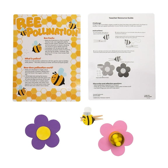 Fun Express Pollinating Bee Educational Craft Kit - Makes 12