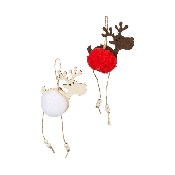 Fun Express Pom Pom Reindeer Christmas Ornament Craft Kit - Makes 12