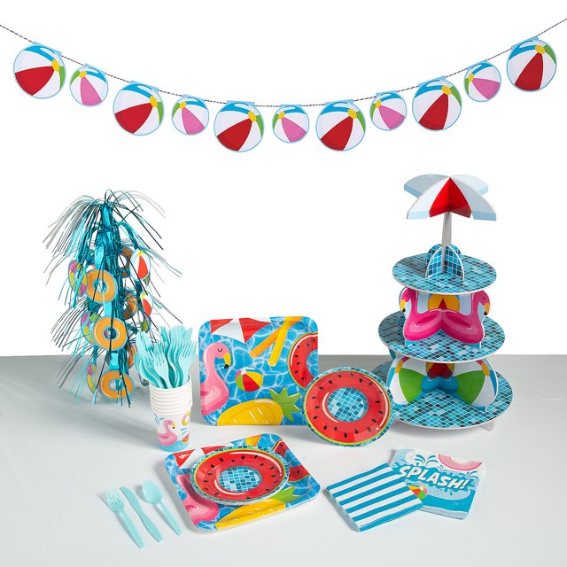 Fun Express Pool Party Deluxe Tableware Kit for 24 Guests - Walmart.com