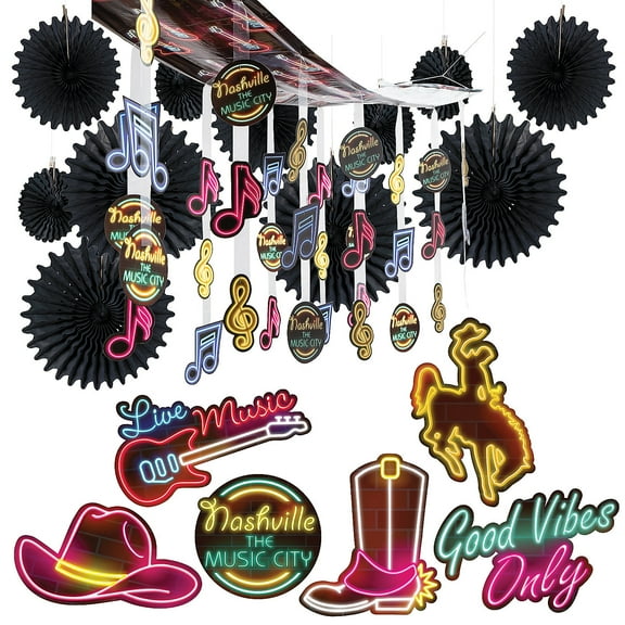 Fun Express Premium Nashville Music City Decorating Kit - 19 Pieces