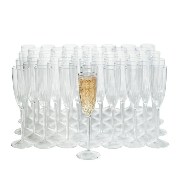 Fun Express Premium Plastic Etched Champagne Flutes Bulk, 100 ct