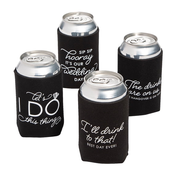 Fun Express Premium Wedding Sayings Can Coolers - 12 Pieces