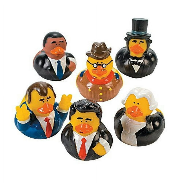 Fun Express Presidential Rubber Ducks Assorted Colors Party Favors, 12 Count