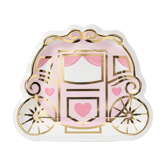 Fun Express Princess Carriage Dessert Plates, 8 Count, 8 3/4" x 7 1/4"