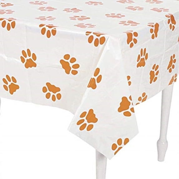 Puppy Pawprint Plastic Tablecover - Party Supplies - 1 Piece