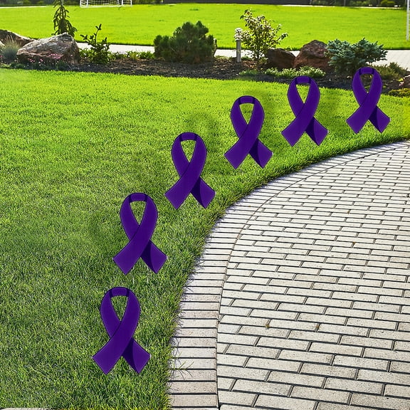 Fun Express Purple Awareness Ribbon Yard Signs - 6 Pc