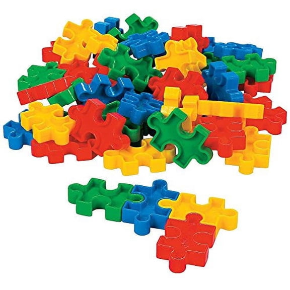Fun Express Puzzle-Shaped Block Set (50 Pcs) 2 1/4" X 1 3/8". Plastic.