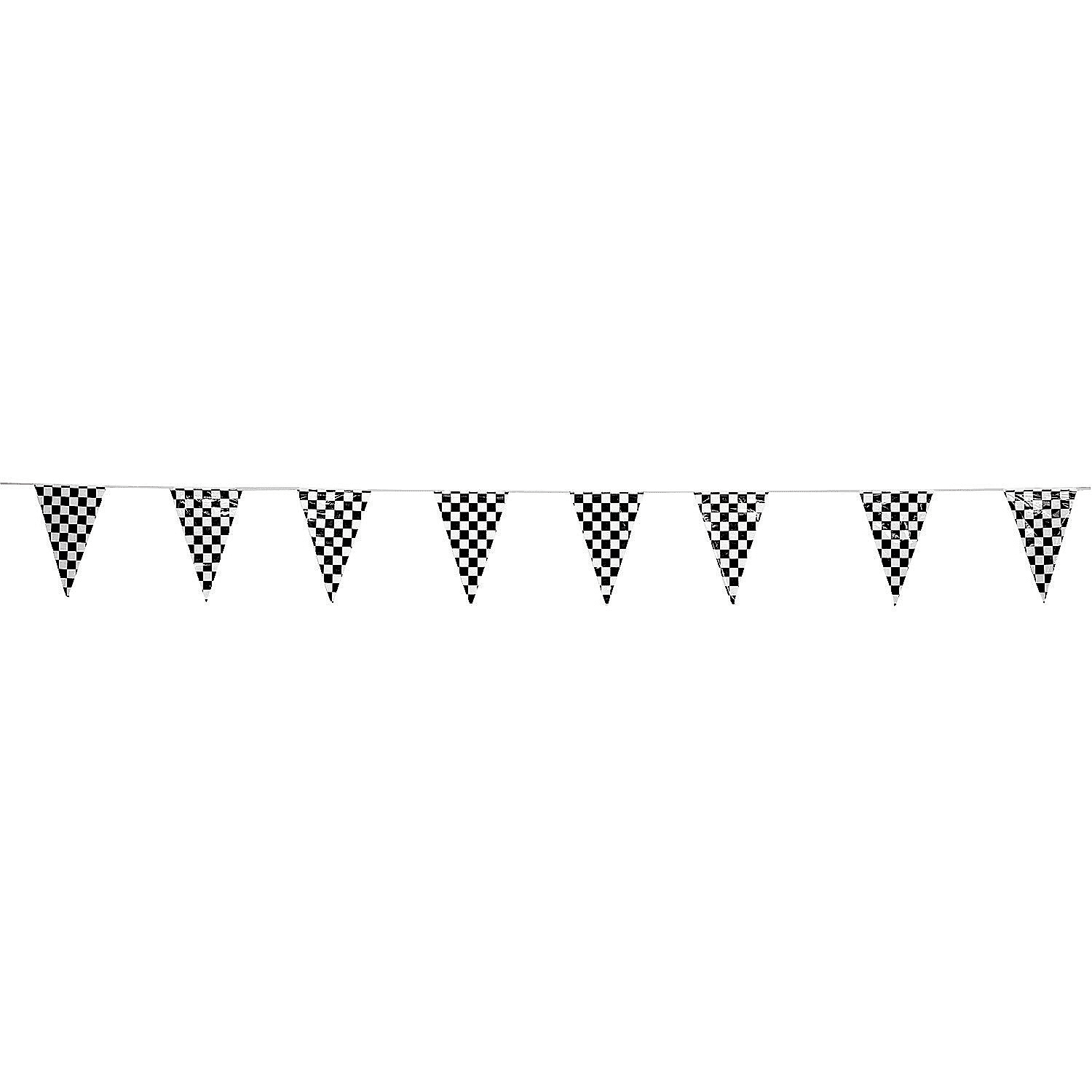 100ft Black and White Checkered Racing Pennant Banner